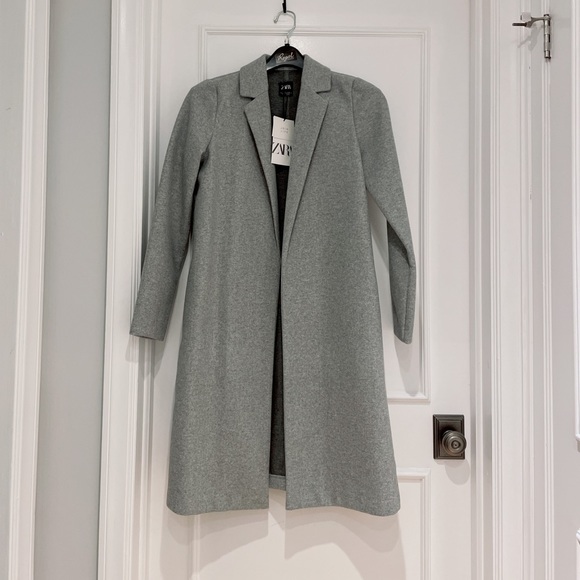 NWT ** Zara Long Coat, Open front, Side pockets - Picture 3 of 7